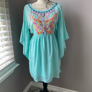 Women’s turquoise embroidered dress,…